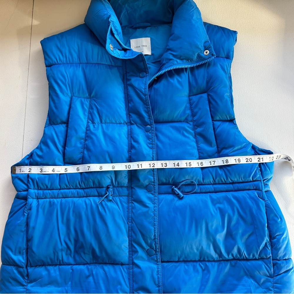 Love Tree Blue Puffer Vest With Cinch Waist Size Large - Picture 8 of 11